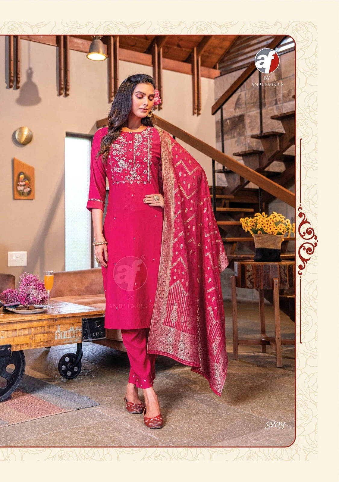 Beautiful Pink Suit with Brocade Dupatta