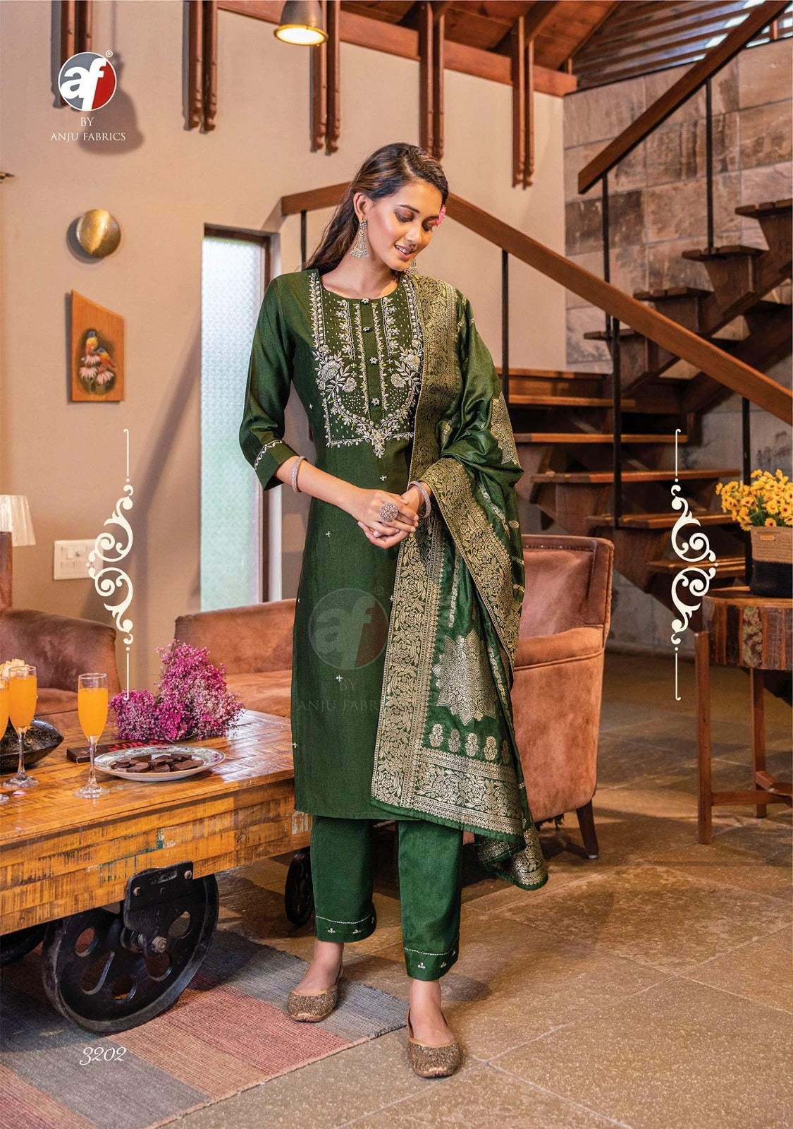 Beautiful Green Suit with Brocade Dupatta