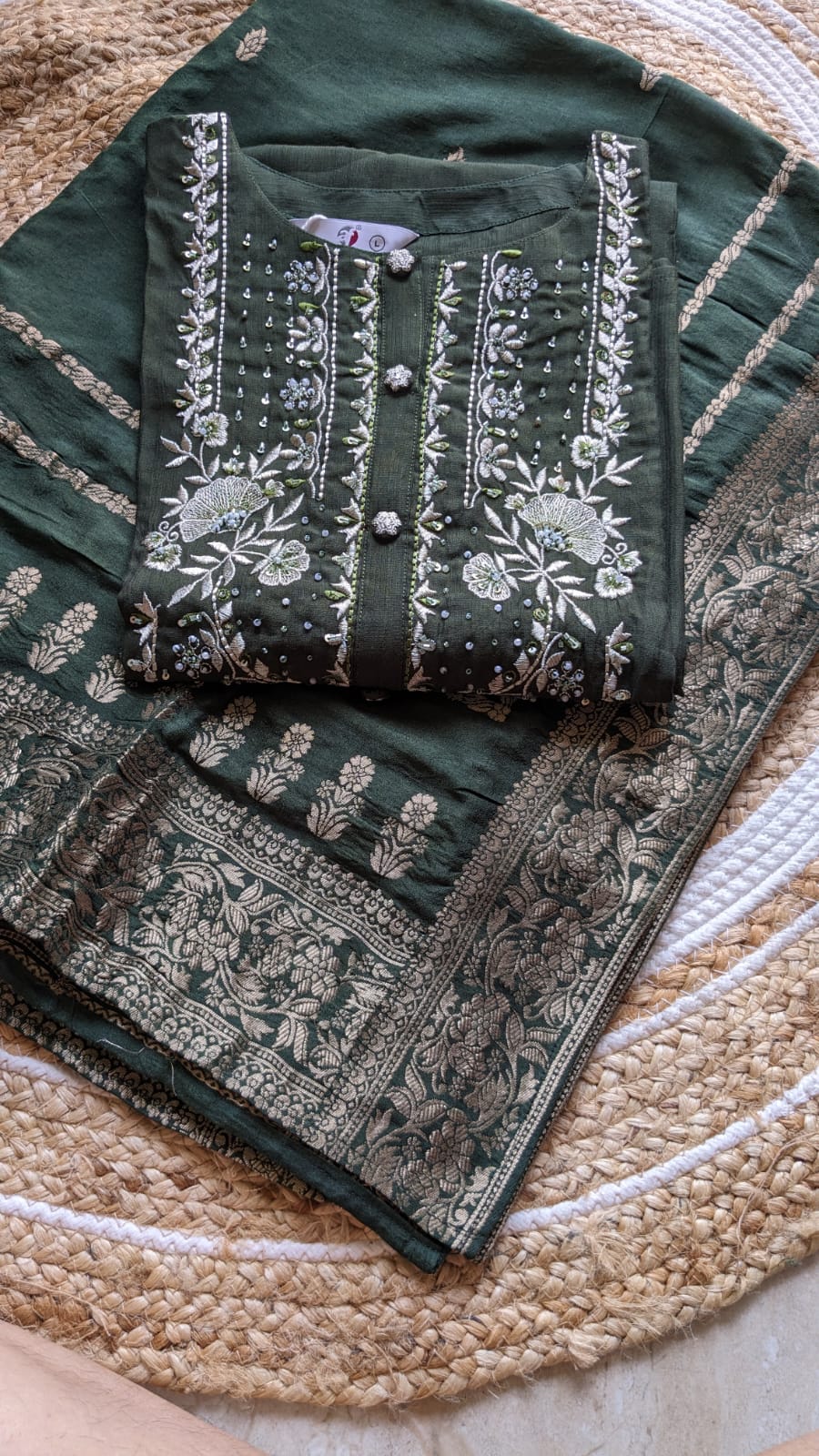 Beautiful Green Suit with Brocade Dupatta