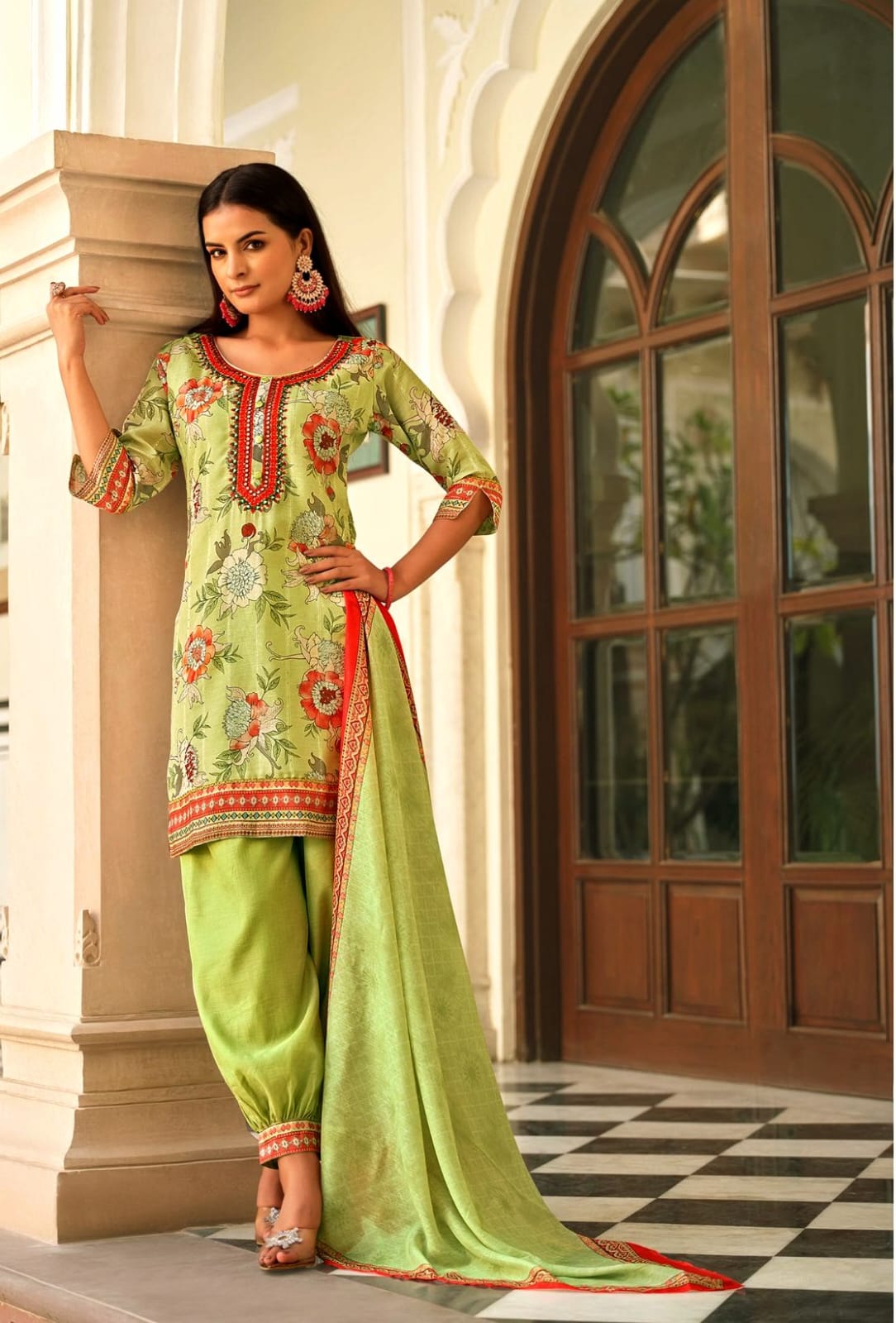 Muslin Fabric Floral 3 Pc Dress