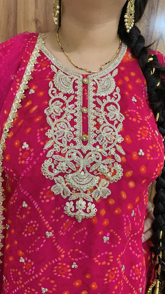 Embroidery Sharara Set - Party Wear | Wedding wear | Pink