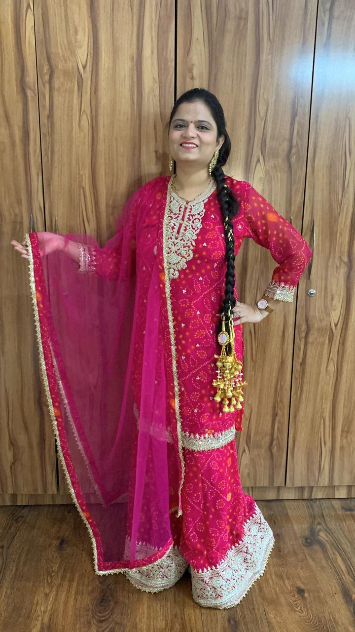 Embroidery Sharara Set - Party Wear | Wedding wear | Pink