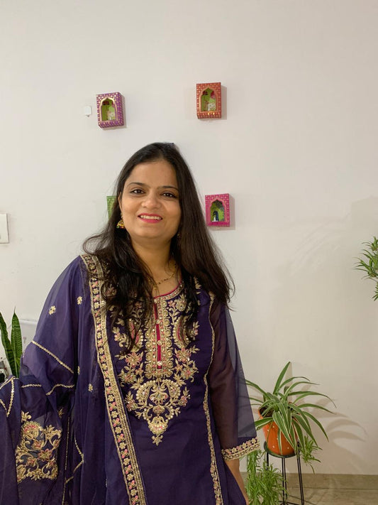 Organza Embroidered Ready Made Collection Green Yellow Purple