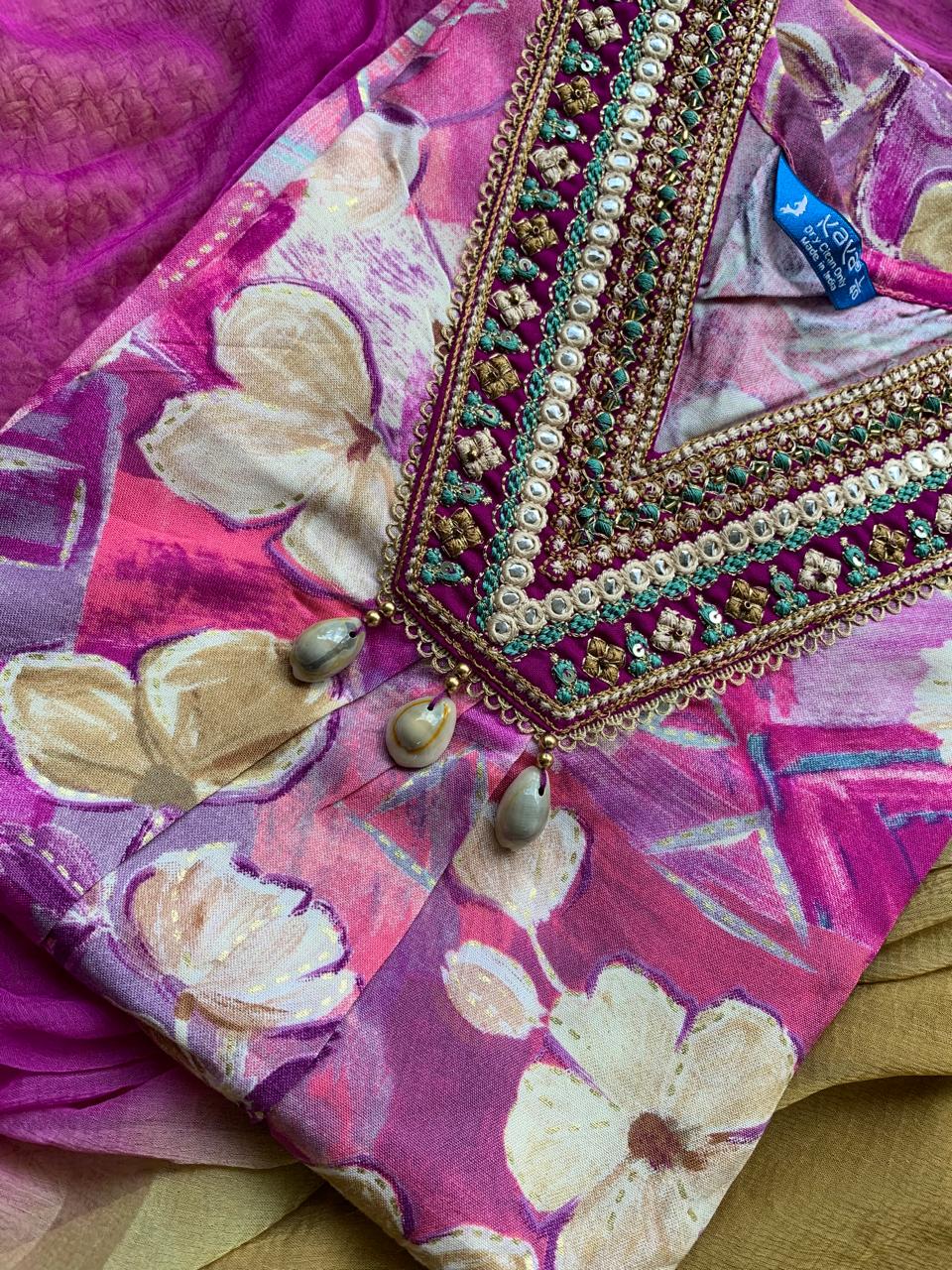 Kurti Pant Dupatta Set Pink
