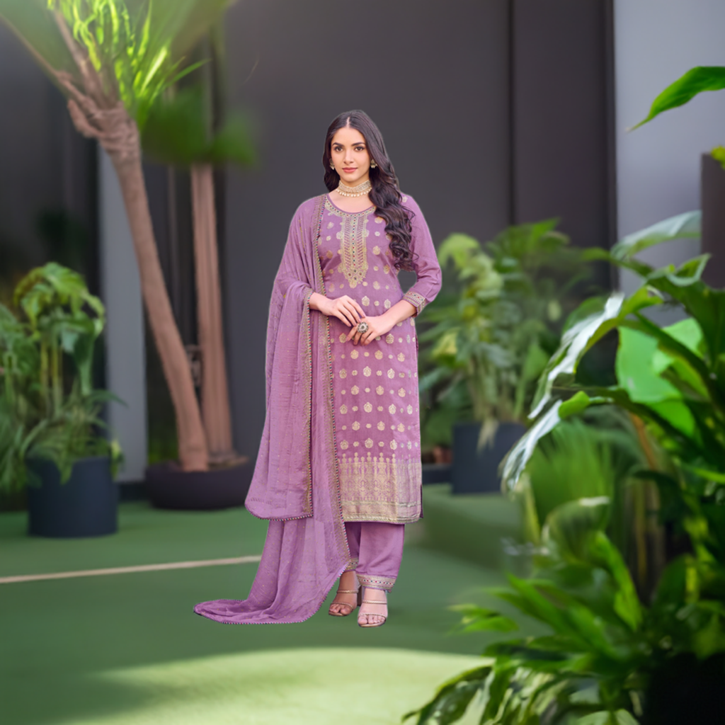 Muslin Suit with Swaoroski Diamond