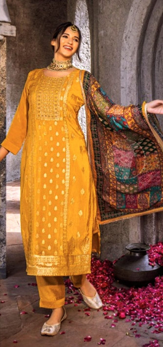 PURE NATURAL CREPE WITH HEAVY JACQUARD