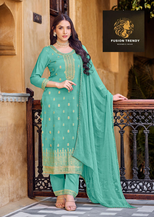 Muslin Suit with Swaoroski Diamond