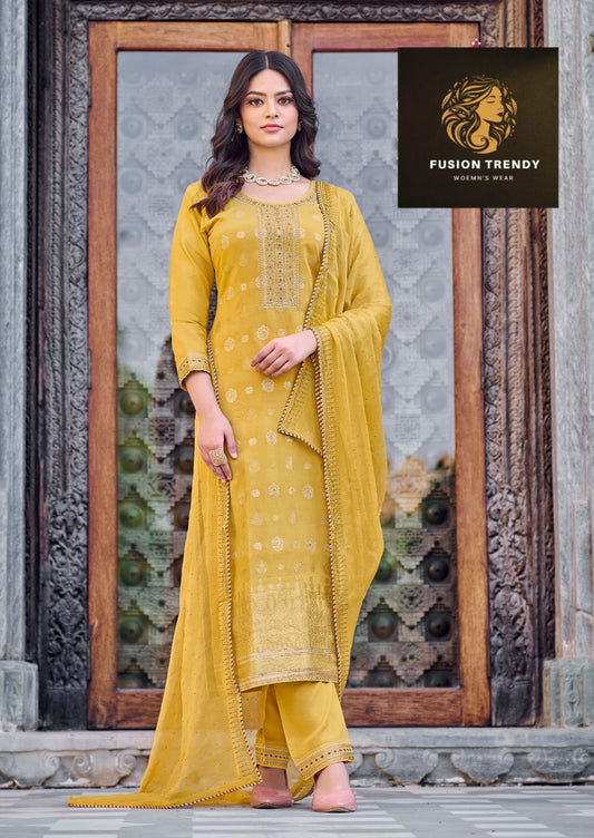 Muslin Suit with Swaoroski Diamond