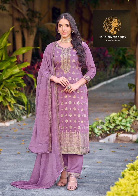 Muslin Suit with Swaoroski Diamond
